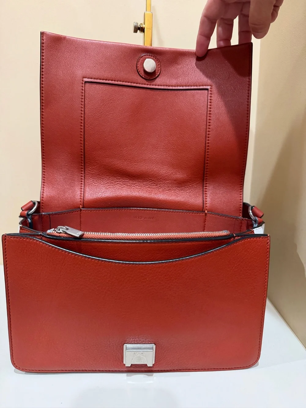 Celine Frame Calfskin Leather Shoulder Bag in Maple 🍁 & White